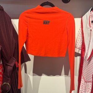 Body by Raven Tracy Bright Orange Long Sleeve Crop Top